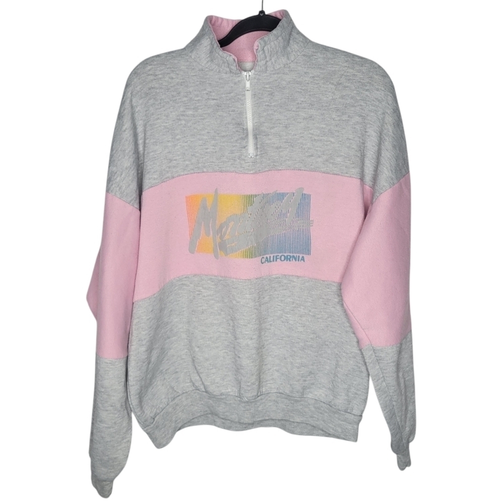 Vintage 90s Monterey California Pastel Collared Pullover Quarterzip Size XL